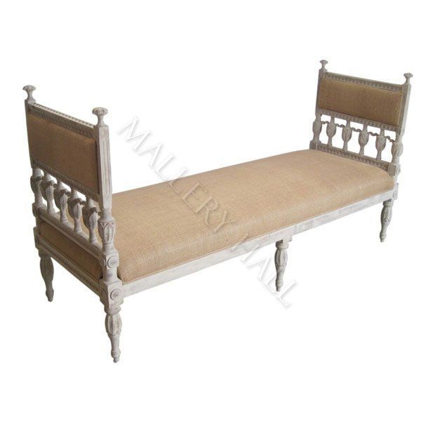 Hand Carved Vintage Bench Distressed Finish  