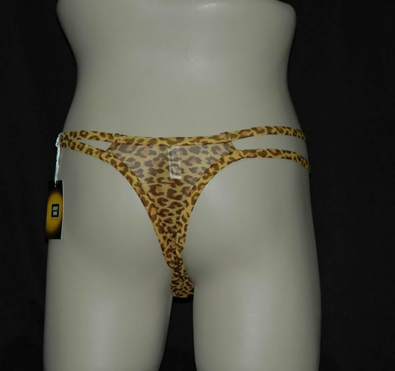 Murena mens double side string mesh leopard thong  