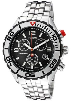 Timex Watch 2M759 Mens SL Series Chronograph Black Dial Stainless 