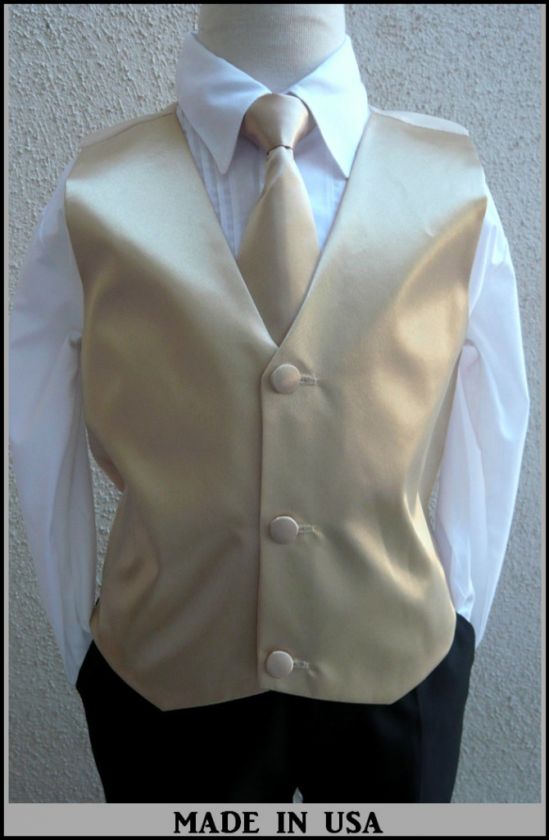 NEW CHAMPAGNE VEST BOW TIE OR LONG TIE / FOR TUXEDO & SUIT  