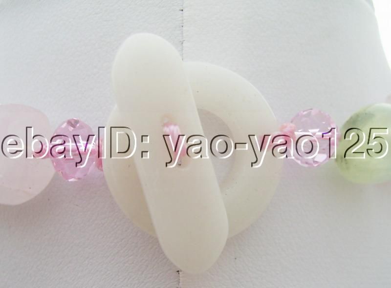   rondelle faceted pink crystal, jade flower, good quality, high luster