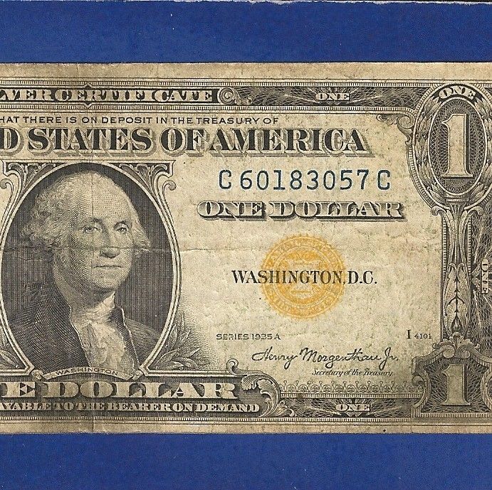 US CURRENCY 1935A $1 N. AFRICA SILVER CERTIFICATE in INTACT FINE Old 