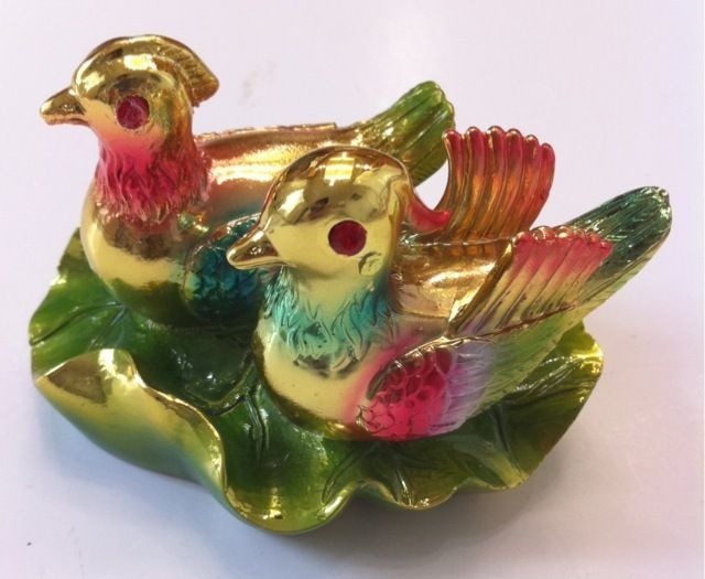 FENG SHUI GOLDEN MANDARIN DUCKS STATUE FIGURINE LOVE  