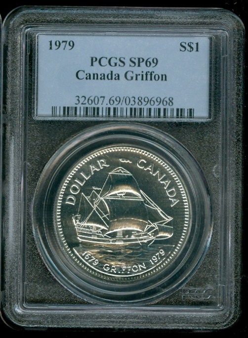 1979 CANADA GRIFFON SILVER $1 DOLLAR PCGS SP69 FINEST  