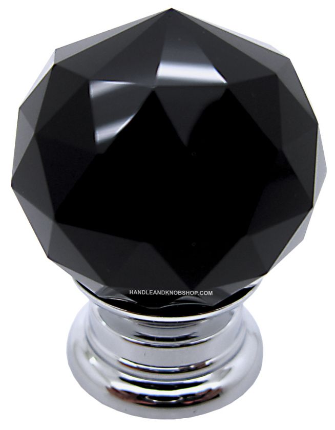 Crystal Glass Handle Knob Cabinet Door LILY30 Black 5060193230399 
