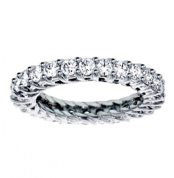 85 CT TW Round Diamond Lucida Prong Eternity Wedding Band F VS2 New 