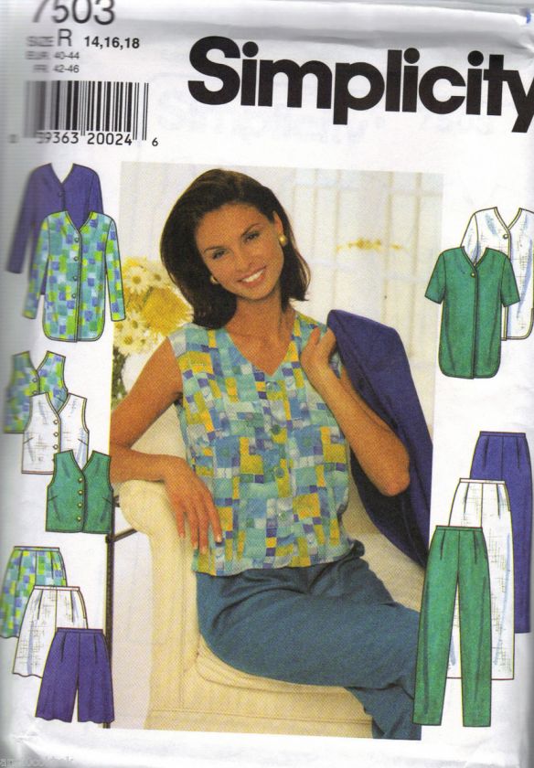 SIMPLICITY 7503 MISSES SZ. 14 18 PATTERN SEPARATES UNCUT 1997  