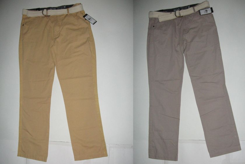   Marc Ecko Casual Khaki Pants with Belt NWT Field Khaki or Ash Gray $60