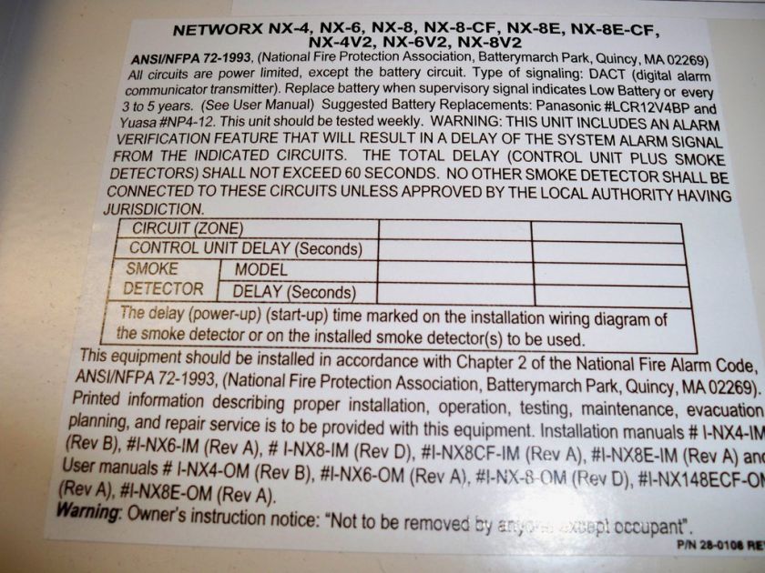 GE Networx Series NX 6V2 Control Panel w/ LED keypad  