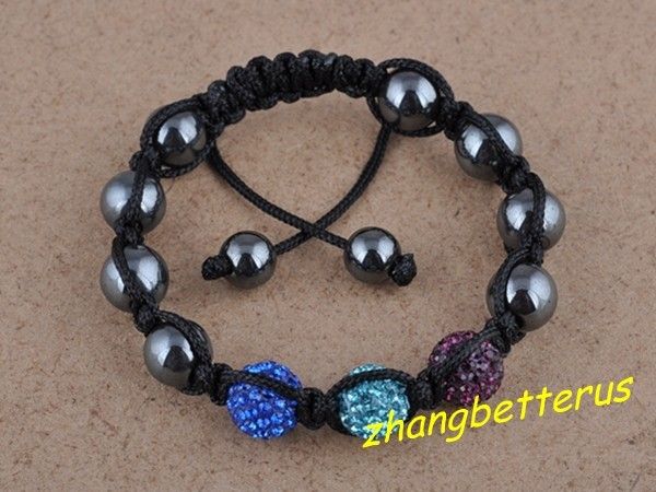   Rhinestone Pave Disco Bead Handmade Love Bracelet Bangle Xmas Gift