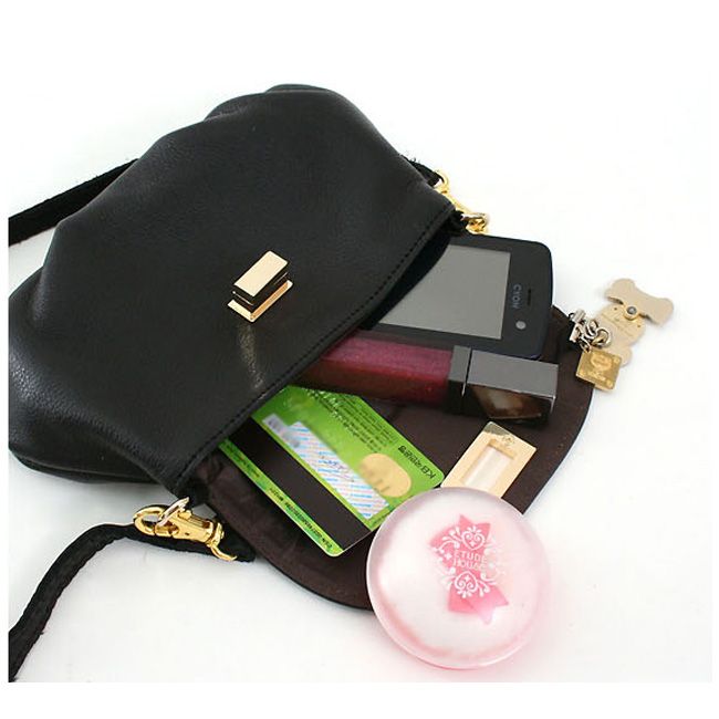 Genuine Cowskin Under Shirring Flap Opening Clutch Bag n Cross Bag