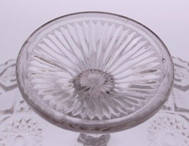 EAPG Hobstar File Diamond Cake Stand Glass Crystal  