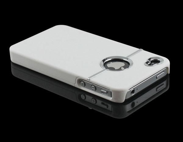   Hard Back Cover Case Skin With CHROME FOR Apple iPhone 4 4G White New