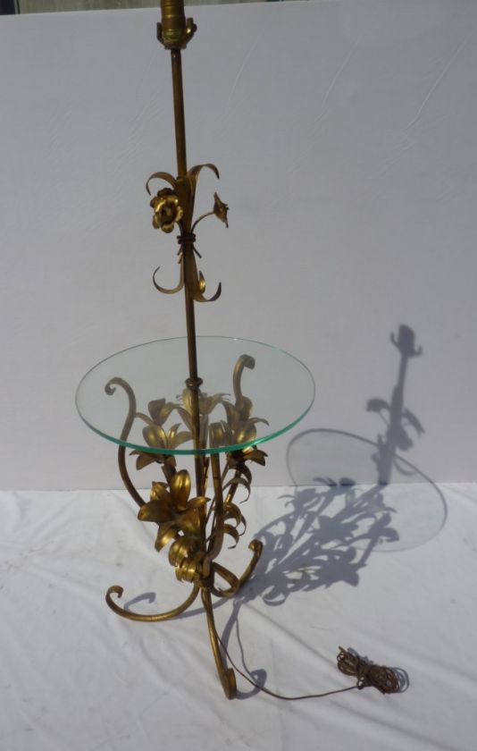 Italian Tole lamp with glass table, circa1950s  