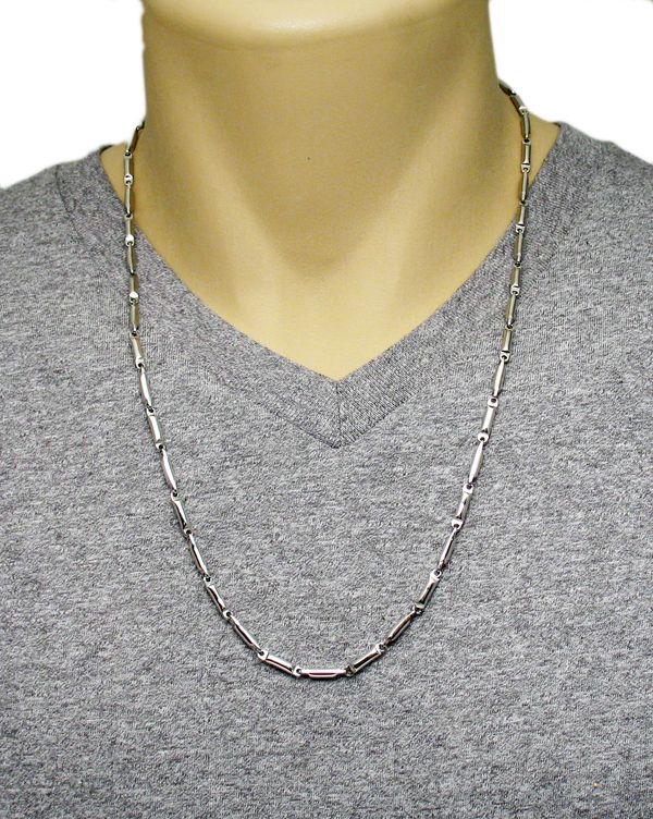   Steel Mens 24 Smooth Link Bullet Chain Necklace CRB043  