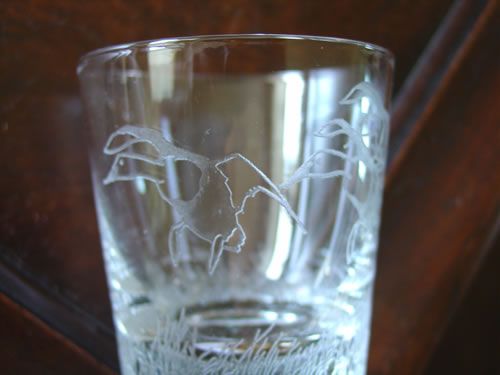 Old Fashioned Glasses Intaglia Cut Richard E Bishop Ducks  