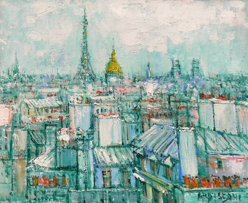 WELL LISTED OIL, YOLANDE ARDISSONE 1927 PARIS CITYSCAPE  