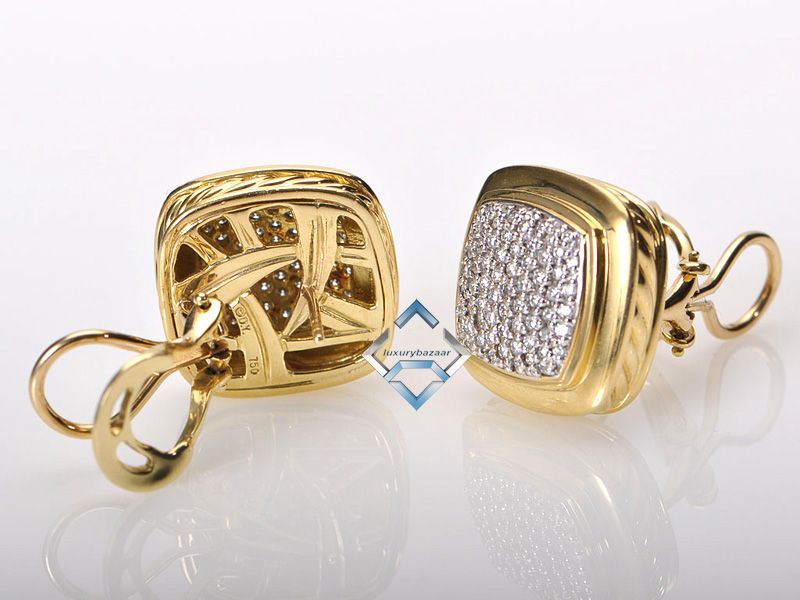 David Yurman18K Yellow Gold Diamond Earrings   Estate  
