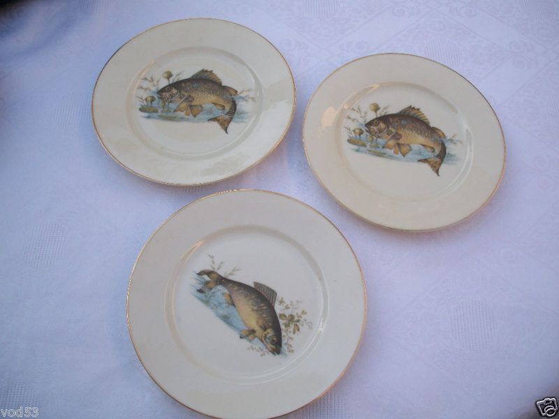 LOT 3,PIRKEN HAMMER CZECHSLOVAKIA FISH PLATE PORCELAIN  