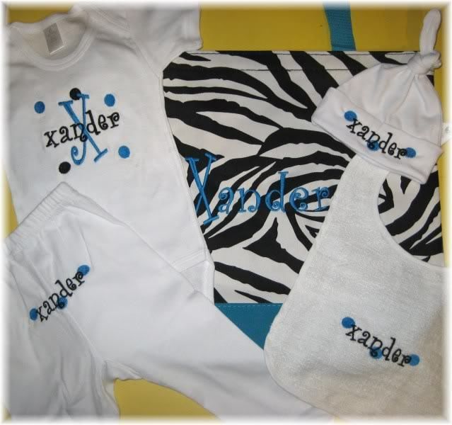 Personalized Diaper Tote Bag & 4 Piece Onesie Gift Set  