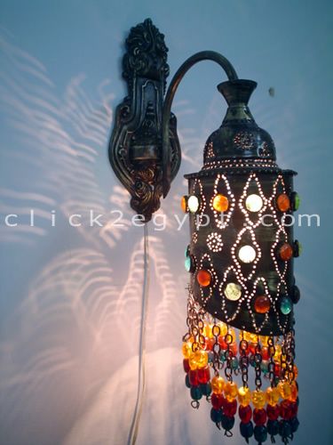 Antique Art Moroccan Style Jeweled Beaded Wall Sconce  