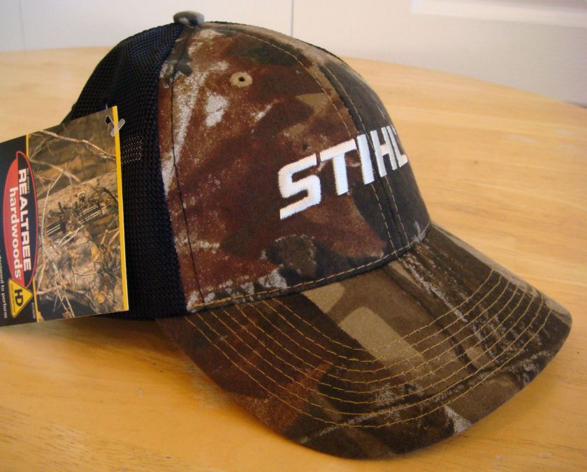   Hardwoods Camo Fabric with Black Mesh Back Hat / Cap White Logo  