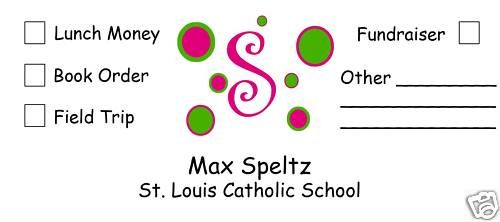 Personalized School Student Money Envelopes Stationery  