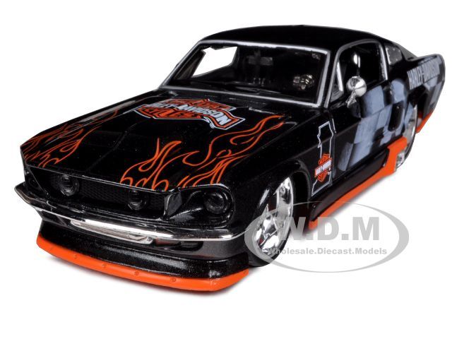   scale diecast model car of 1967 ford mustang gt harley davidson with