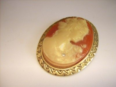 Vintage Habille Cameo Rhinestone Brooch  