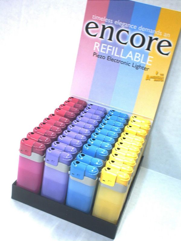 40 PIECES REFILLABLE ENCORE PIEZO ELECTRONIC LIGHTERS  