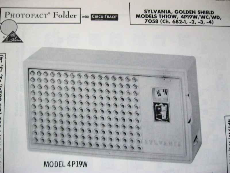 SYLVANIA TH10W,4P19W, WC, WD TRANSISTOR RADIO PHOTOFACT  