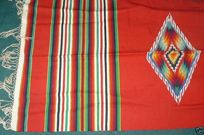 Vintage Indigenous Mexican Multicolor Wool Saltillo  