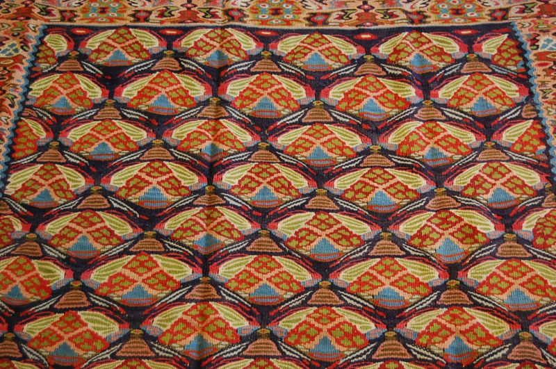 c1920s ANTIQUE DETAILS PERSIAN SENNEH KILIM RUG 4.2x5.3  