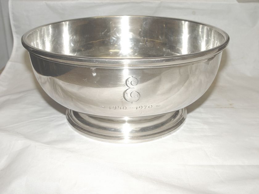 BIRKS Sterling Silver Engraved E 1940 1970 Bowl   995 Grams  