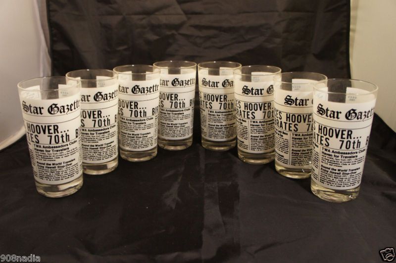 VINTAGE STAR GAZETTE ICE TEA/WATER GLASSES SET OF 8  