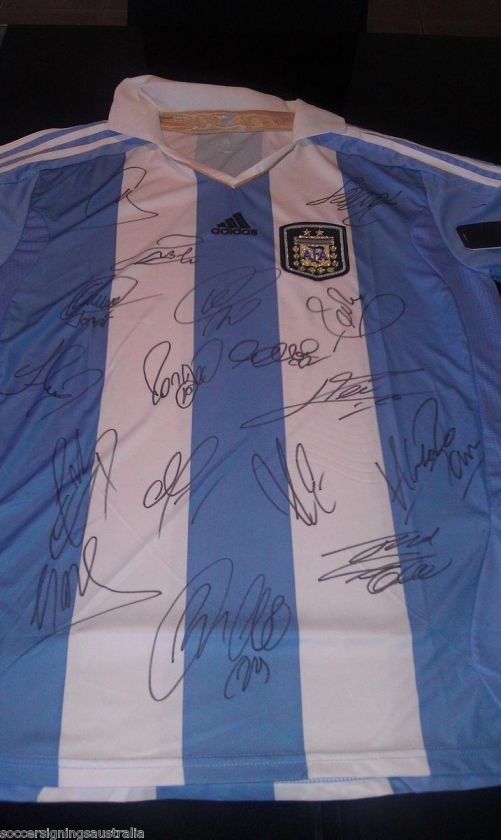 ARGENTINA MESSI TEVEZ SIGNED HOME SHIRT 2011 2012 17 SIGNATURES  