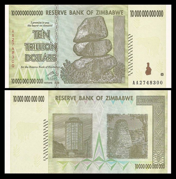 10 DOLLAR BILL PAPER MONEY ZIMBABWE TRILLION, US SELER  