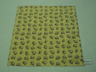 JIM THOMPSON ELEPHANTS YELLOW SILK HANDKERCHIEF MINI SCARF HANKY 