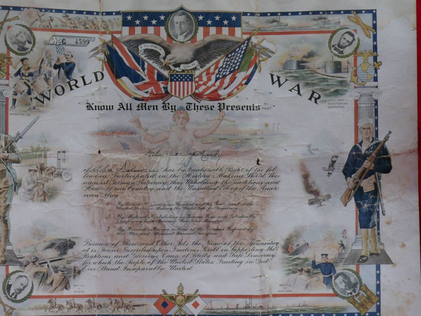 1918 WW1 USS DELAWARE SERVICE DOCUMENT CLARENCE KIRBY  