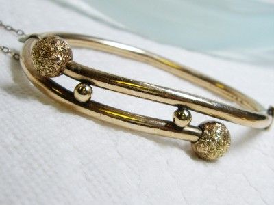 Antique Victorian Gold Filled Bypass Bangle Bracelet with Safety Chain 