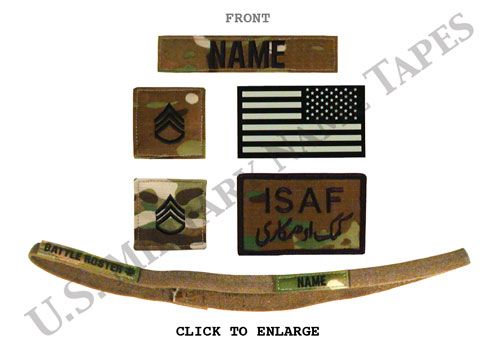 ARMY ACU MULTICAM (OCP) NAME TAPE, HELMET BAND, RANK PATCH, IR 