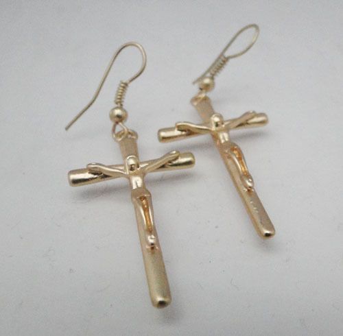 Two Pattern Design European Retro Cross Dangle Earrings JE264  