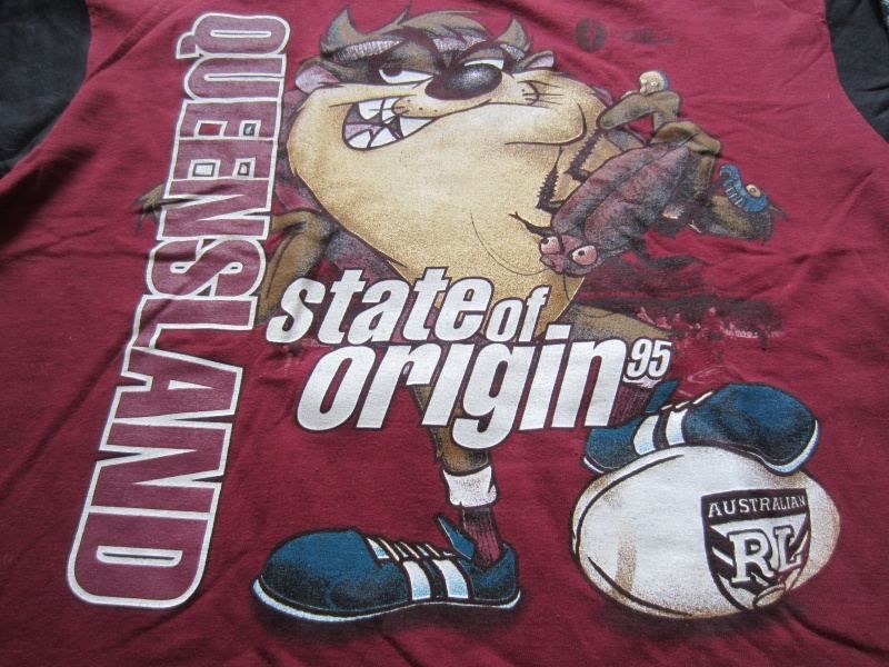 QUEENSLAND MAROONS Looney Tunes VINTAGE Shirt 1995 STATE OF ORIGIN 