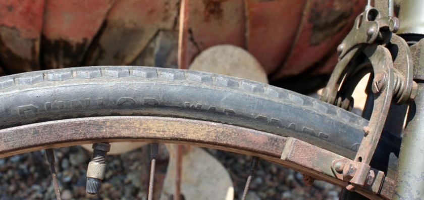 FRONT WHEEL, CALIPER, HUB, DUNLOP WAR GRADE TYRE