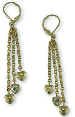 DANGLE BEZEL SET HEART CUT CZ LEVERBACK DROP EARRINGS  