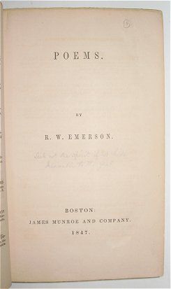 Ralph Waldo EMERSON Poems 1847 First US edition  