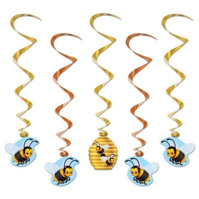 Pack Of 5 Honey Bee Spring Foil Swirls Party Decoration  