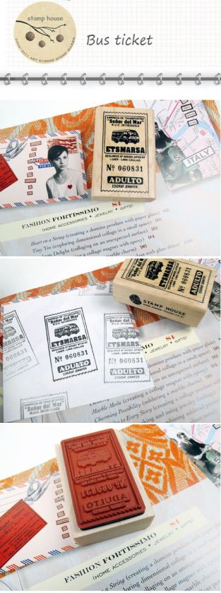 Decorative Stamps Rubber Stamp_Bus ticket  