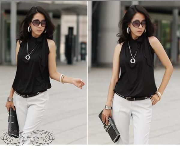 2011 Summer New Career Stylish Bow Tank Shirt Blouse  