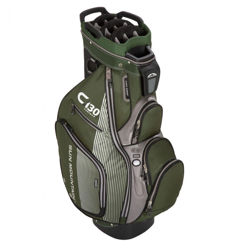 2012 Sun Mountain C 130 Stripe Cart Golf Bag   Black/Pine/Charcoal 